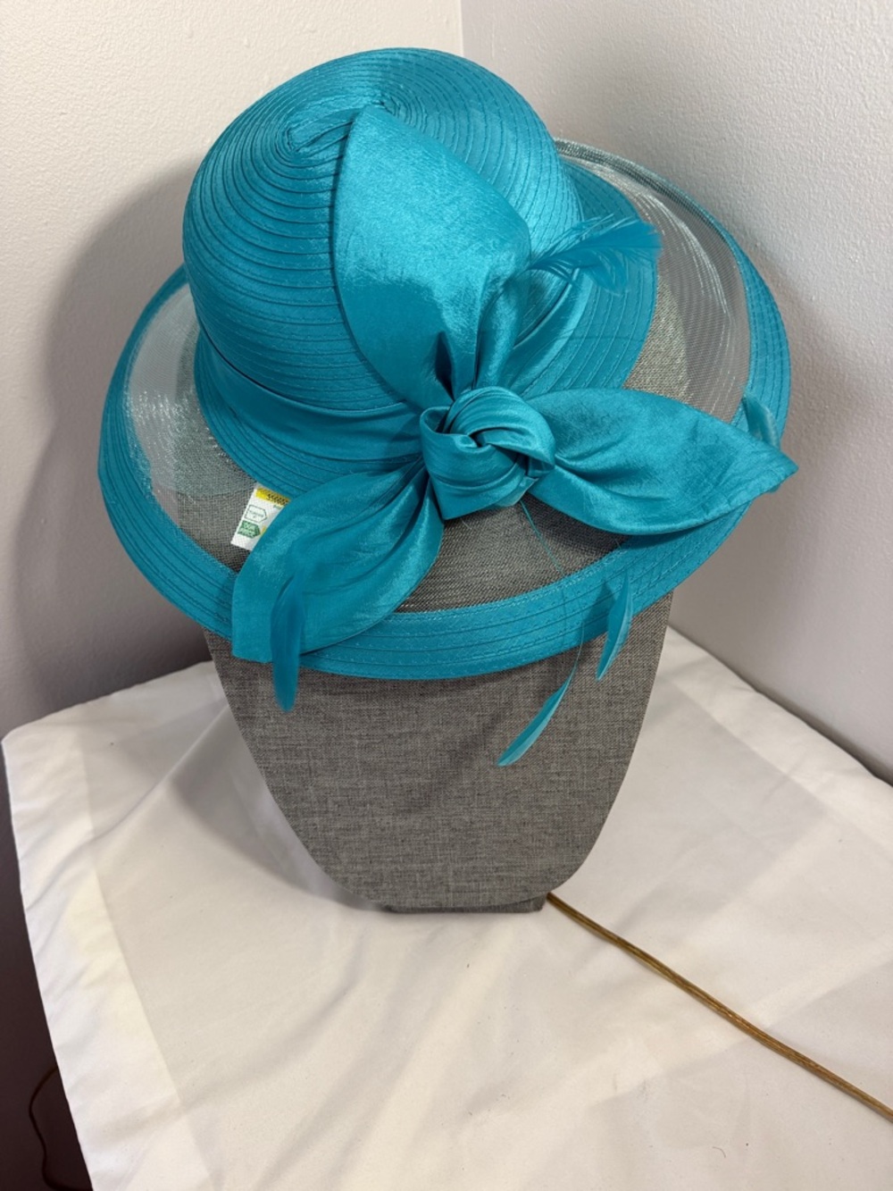Teal Women's Dress Hat with Bow Accent